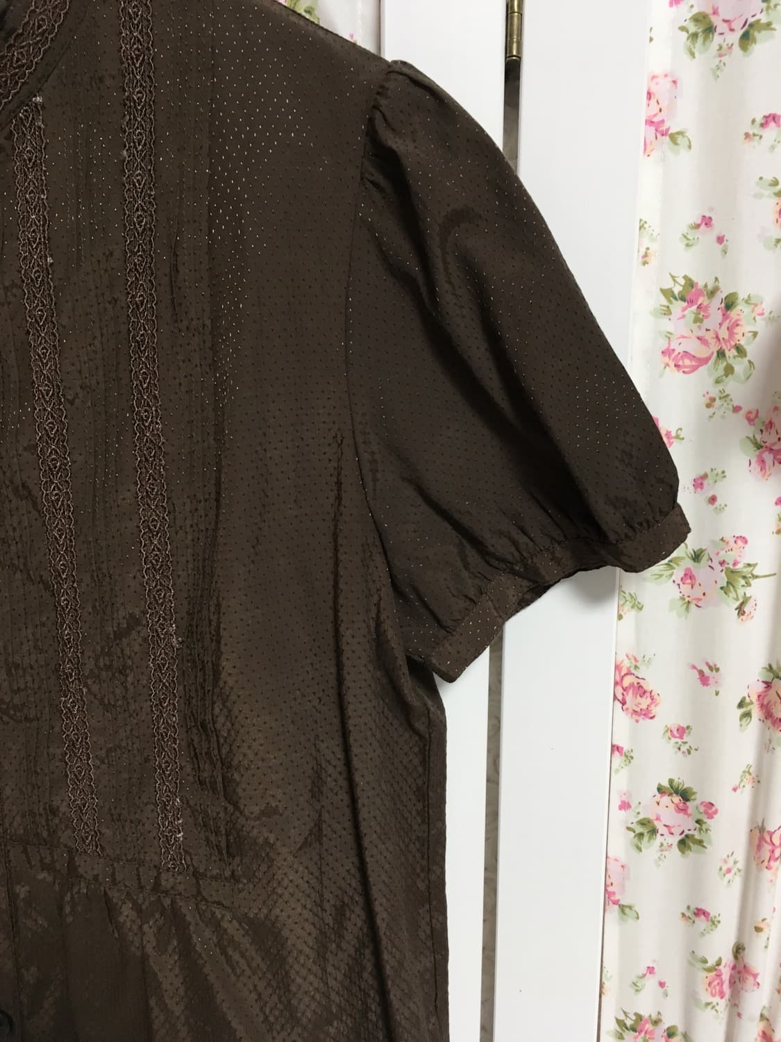 빈티지 초코브라운 반팔 블라우스 상품이미지3