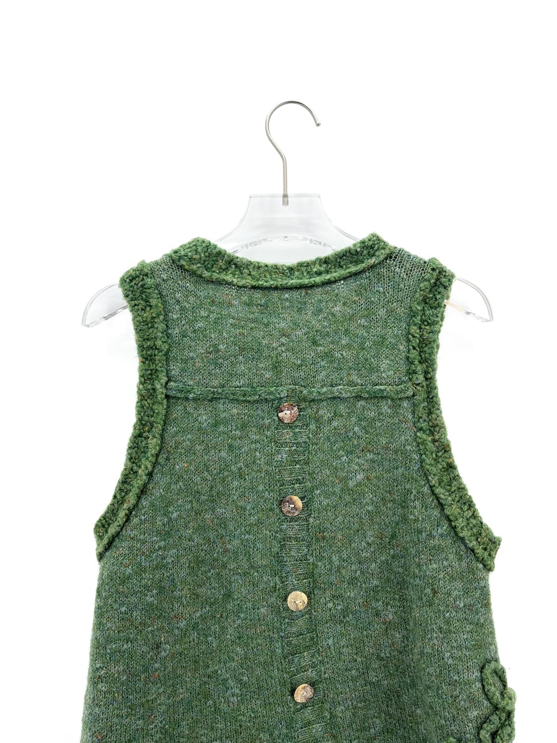 빈티지 그린 플라워 아플리케 니트 베스트 상품이미지7