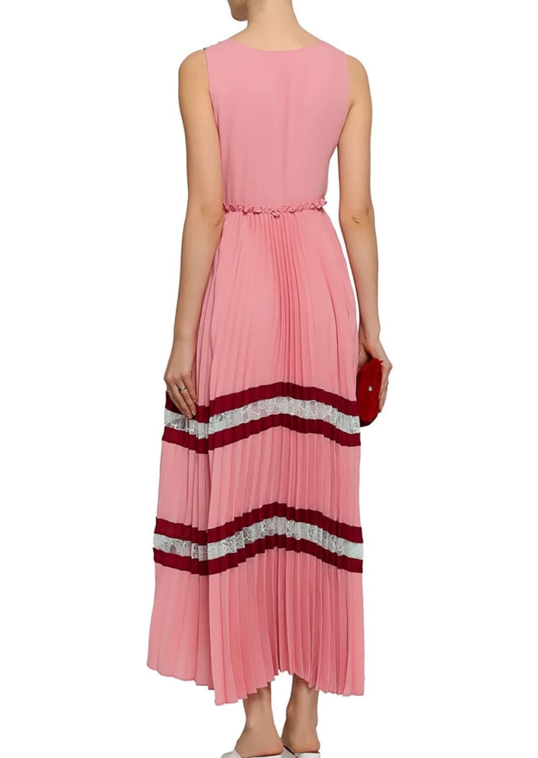 마쥬 핑크 플리츠 롱 원피스 상품이미지2