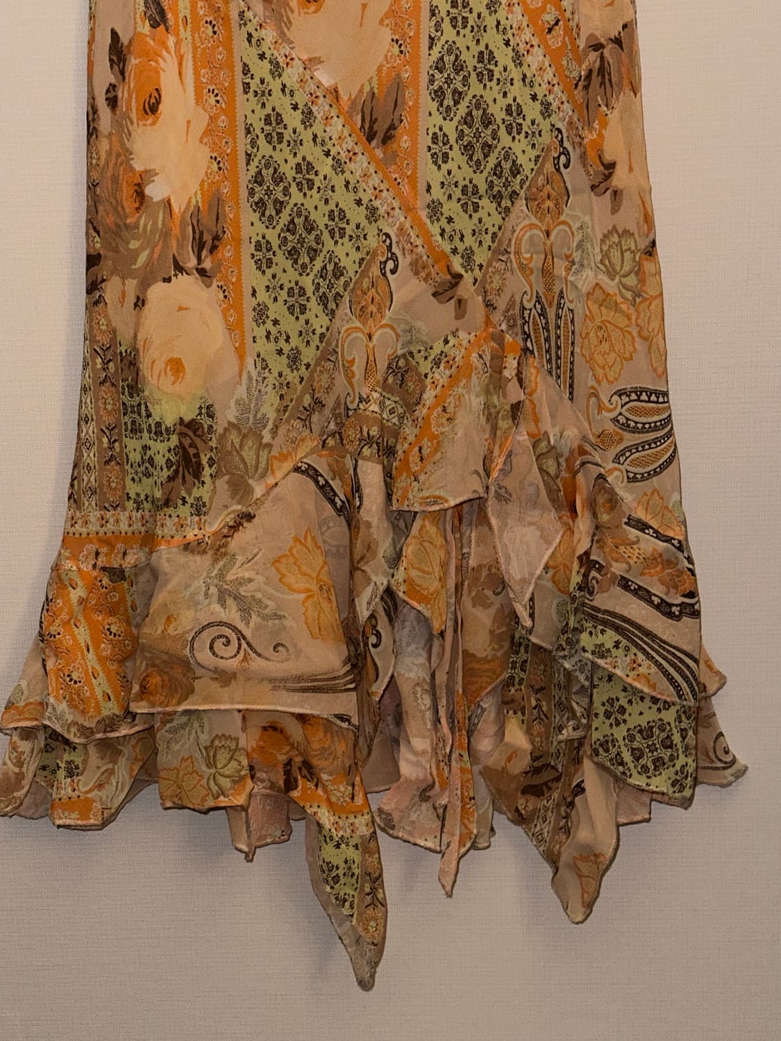 오리엔탈 페어리코어  페이즐리 언발란스 러플 스커트 상품이미지4