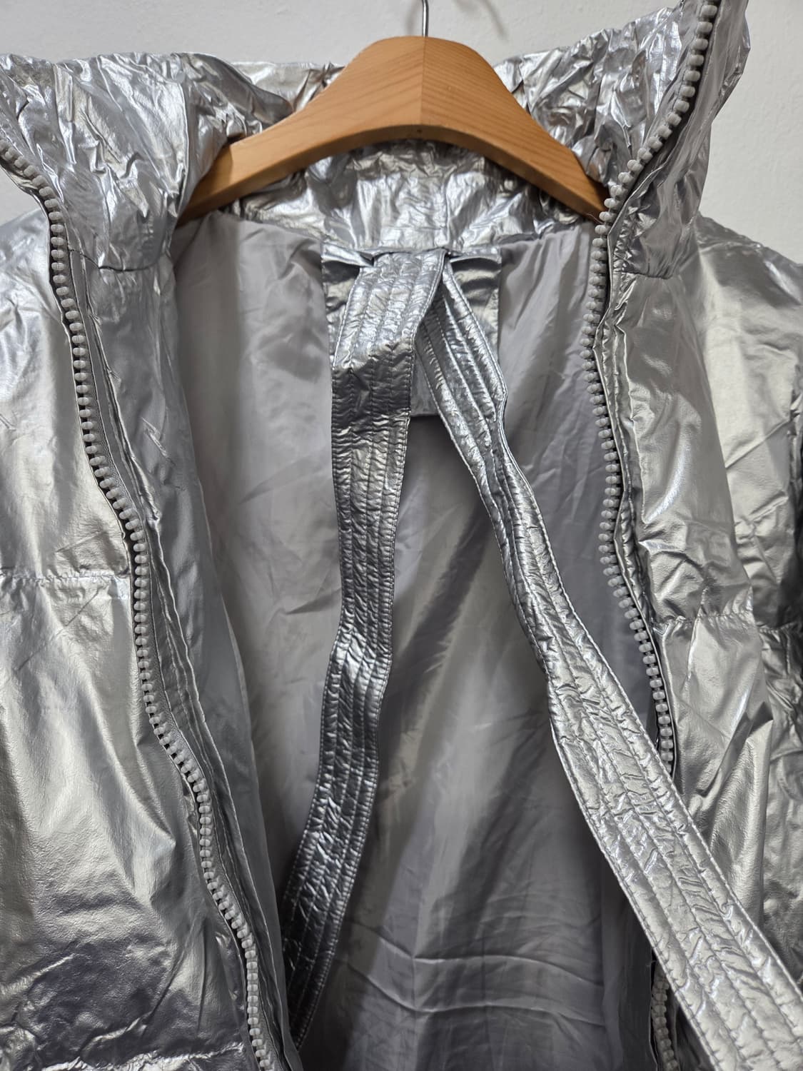 럭키파이브 실버메탈릭 글로시 샤이니 푸퍼 패딩 점퍼 free 박시 힙합 상품이미지5