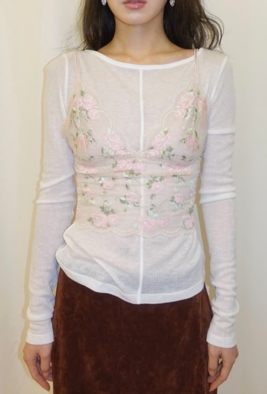 나야와시님 착용) 누아누 로즈 캐미솔 애프리콧 1 상품이미지7