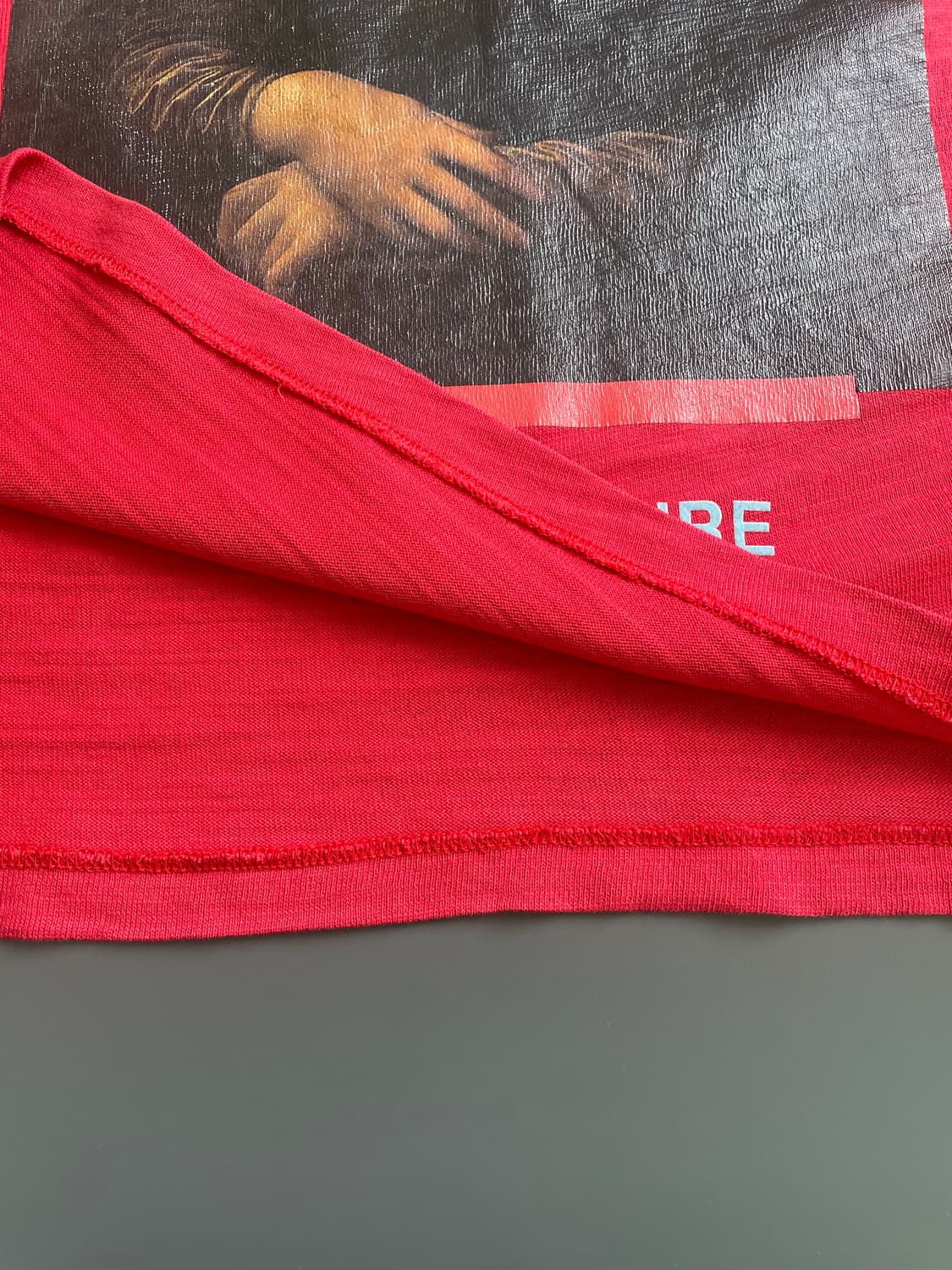 [XS] 오프화이트 모나리자 프린팅 반팔 티셔츠 오버핏 상품이미지6