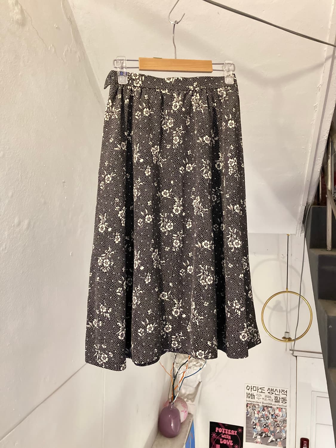 y2k 플라워 스판 미디 플레어 스커트 상품이미지5