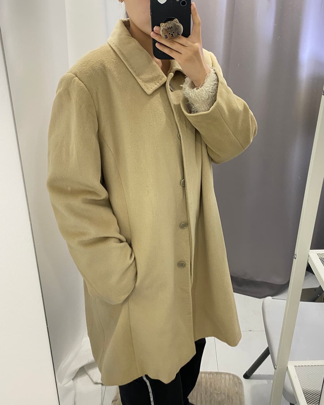 앙고라 울 혼방 베이지 싱글코트 🍞 상품이미지3