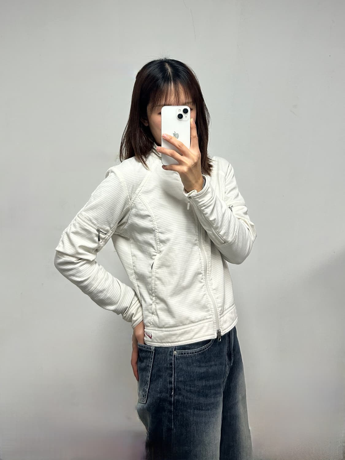 나이키 스우시 로고 지퍼 디테일 트랙 자켓 화이트 상품이미지2