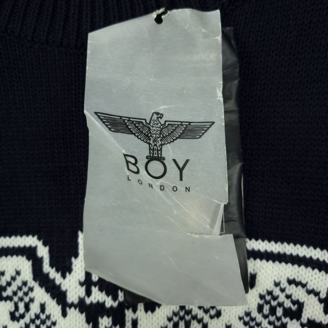 [보이런던](새상품)빅로고 쟈카드 오버사이즈 니트 블랙 M19537 상품이미지7