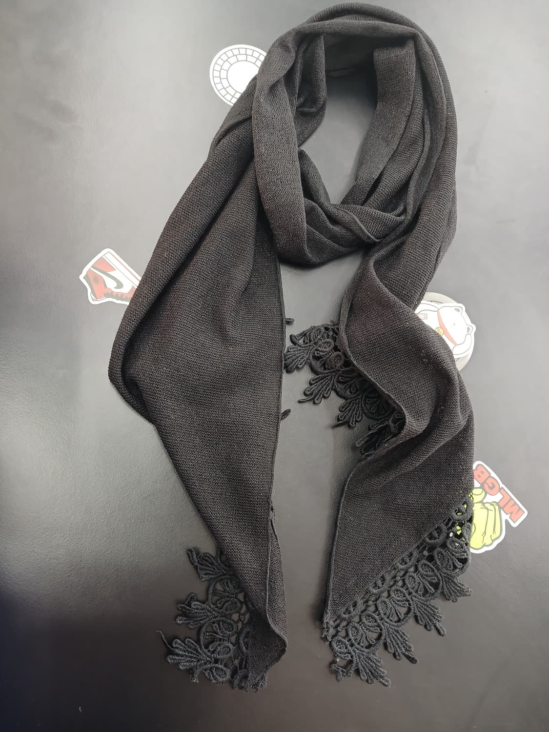 갸루 블랙자수 스카프 상품이미지2