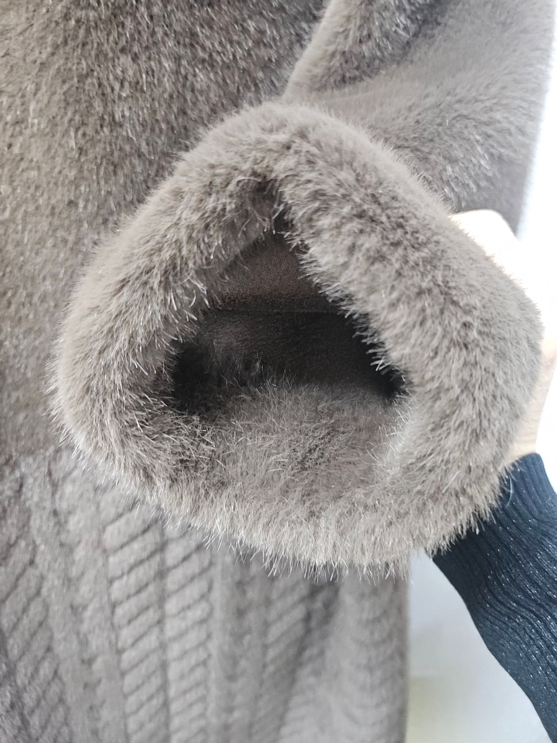 chowoosen  브라운 인조 밍크 롱코트  55 실측가단52 상품이미지6