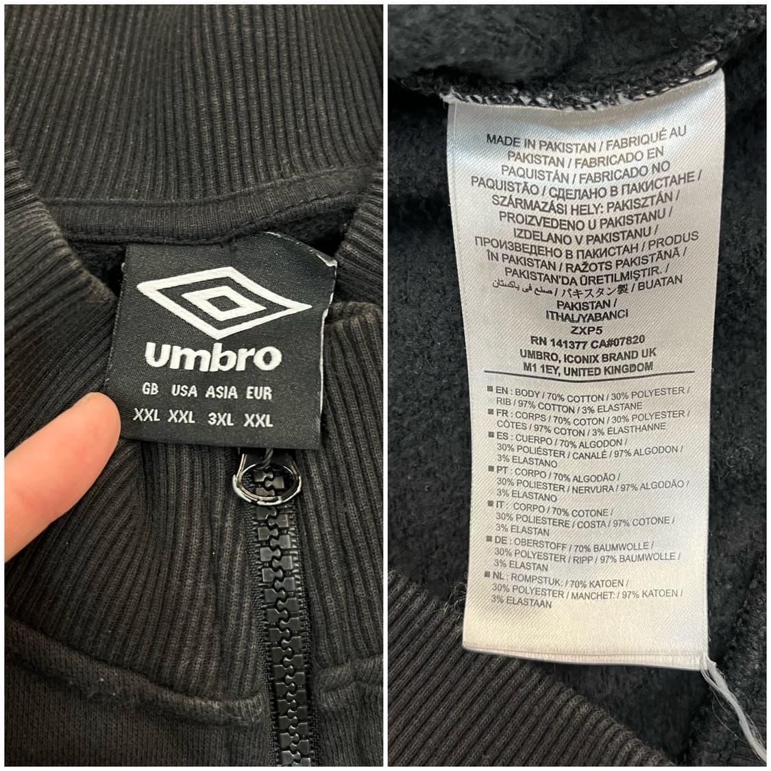 엄브로 사이드라인 기모 져지 블랙 3XL #csz4113 상품이미지3