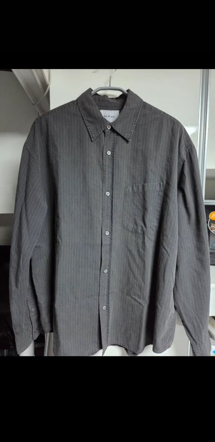 아트이프액츠 피그먼트다이드 스트라이프 셔츠 빈티지 카본 L 상품이미지1