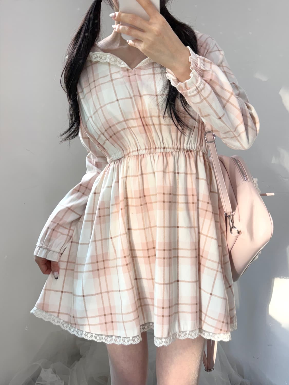 Liz lisa 리즈리사 핑크 체크 세일러 원피스 헤이세이 라떼갸루 상품이미지7