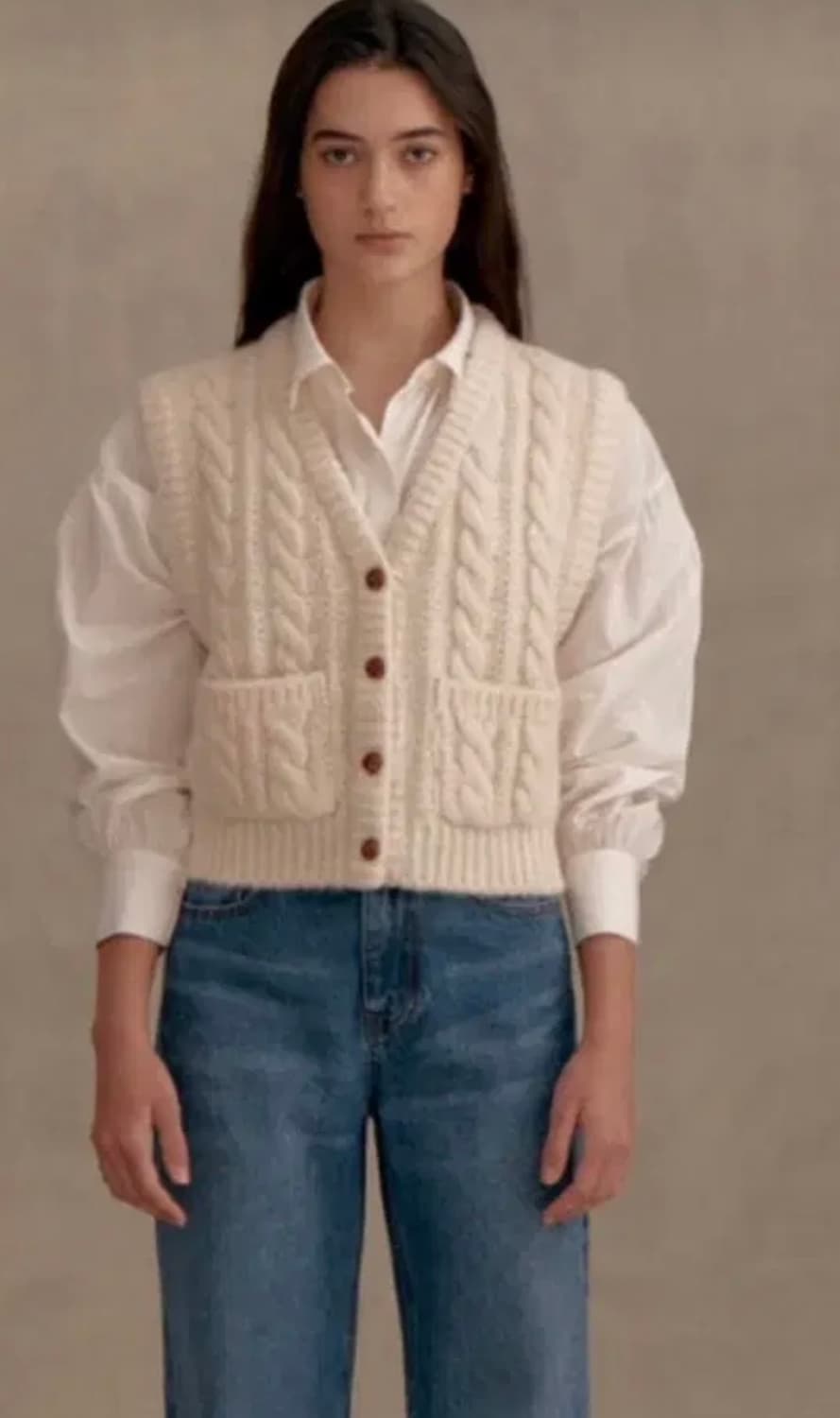 프리베일 베스트 아이보리 새상품 상품이미지1