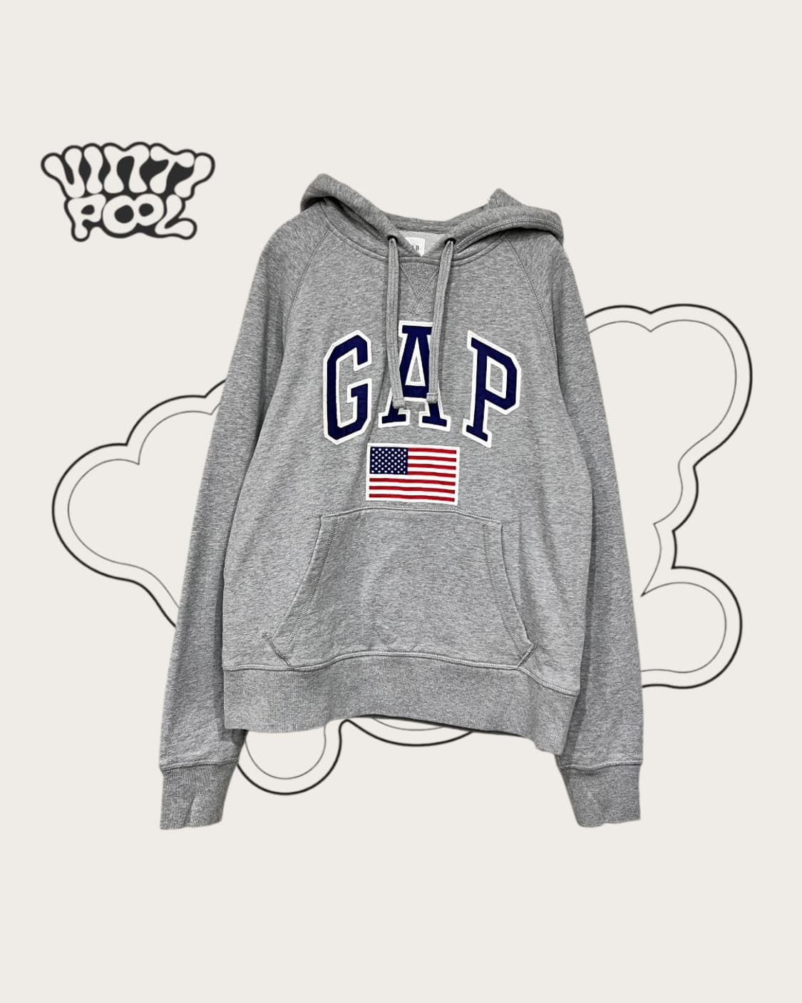 GAP 성조기 빅로고 후드티 95 그레이 상품이미지1