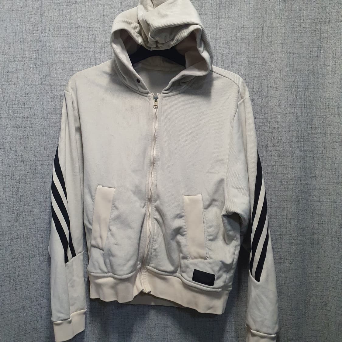 아디다스 코듀로이  아이보리 골지패널 후드 집업  상품이미지1