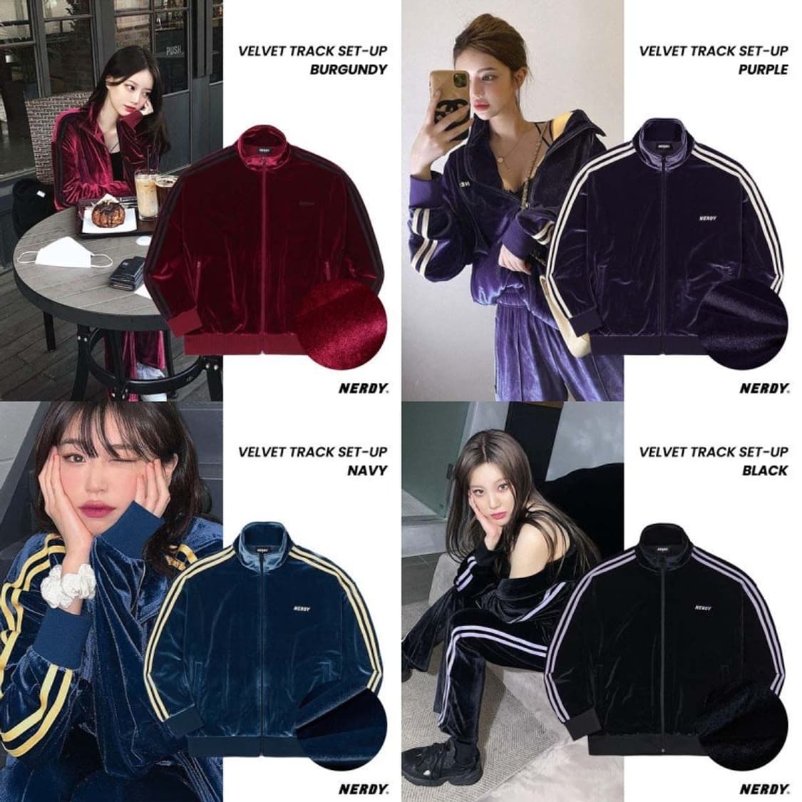 널디 NERDY 여성 벨벳 트랙 셋업 상품이미지1