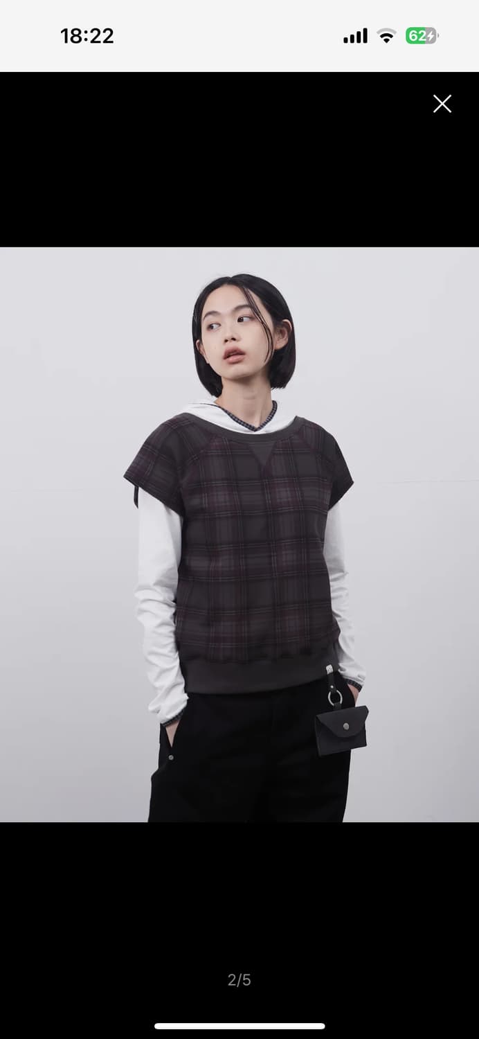 CHECK SHORT SLEEVES SWEATSHIRT, CH ARCOA 상품이미지2
