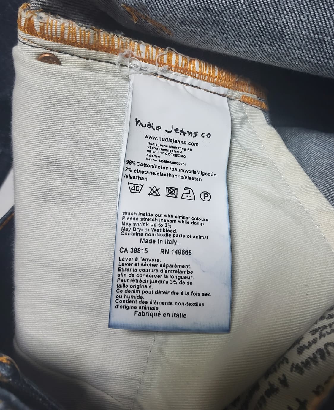 누디 진(NUDIE JEANS) 코튼 스판 데님 팬츠 청바지 상품이미지8