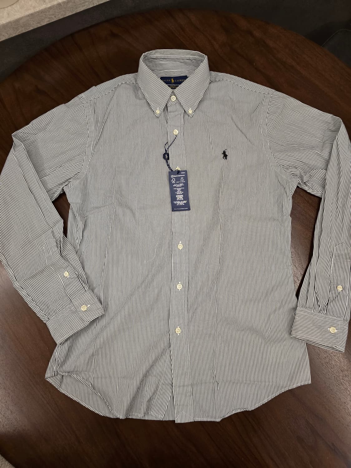 폴로 랄프로렌 블랙 스트라이프 포플린 셔츠 슬림 M 새제품 상품이미지1