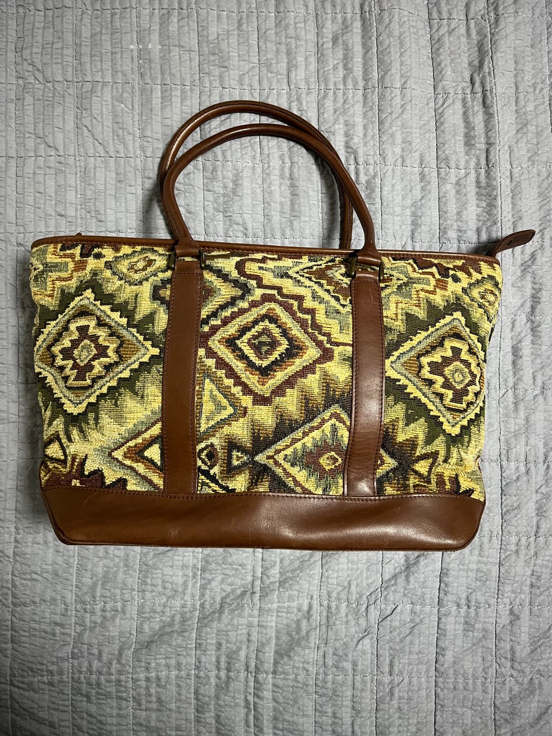 L.L Bean 엘엘빈 에스닉 패턴 레더 토트백 상품이미지2