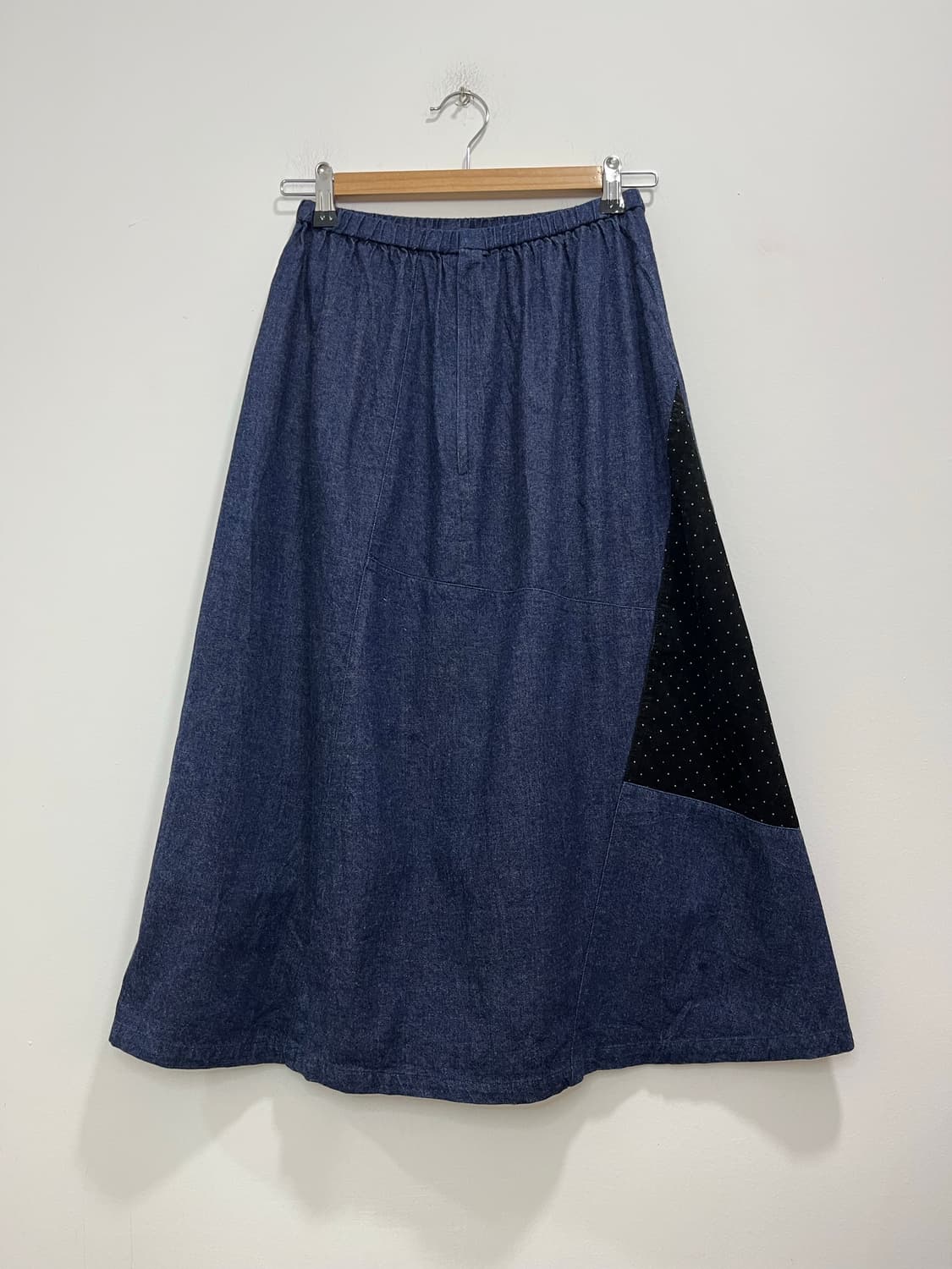 일본빈티지 모리걸 골덴 패치워크 자수 데님 롱스커트 상품이미지5