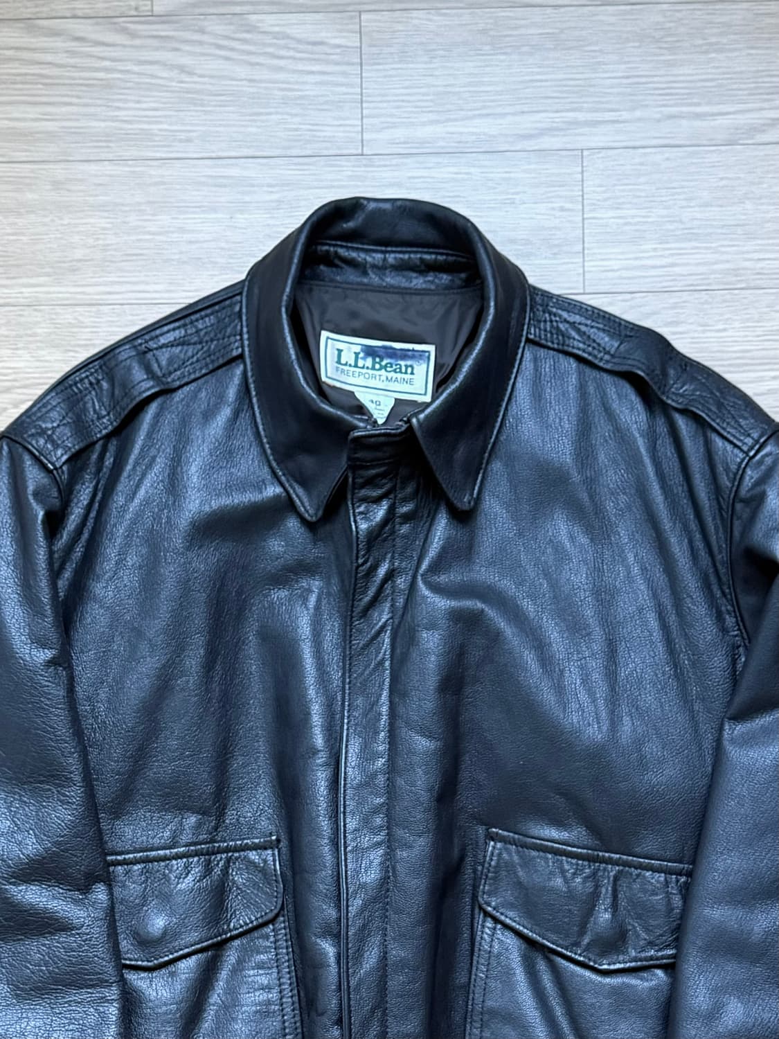 80s 빈티지 lIbean 엘엘빈  a-2a2 고트스킨 플라이트 레더자켓 상품이미지2