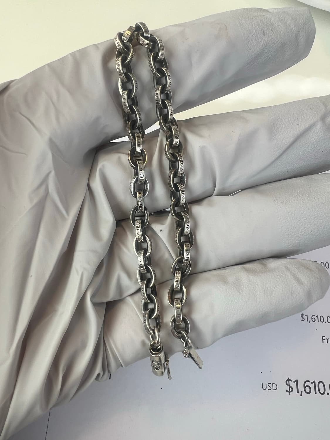 [8인치] 크롬하츠 페이퍼체인 스몰 팔찌 상품이미지2