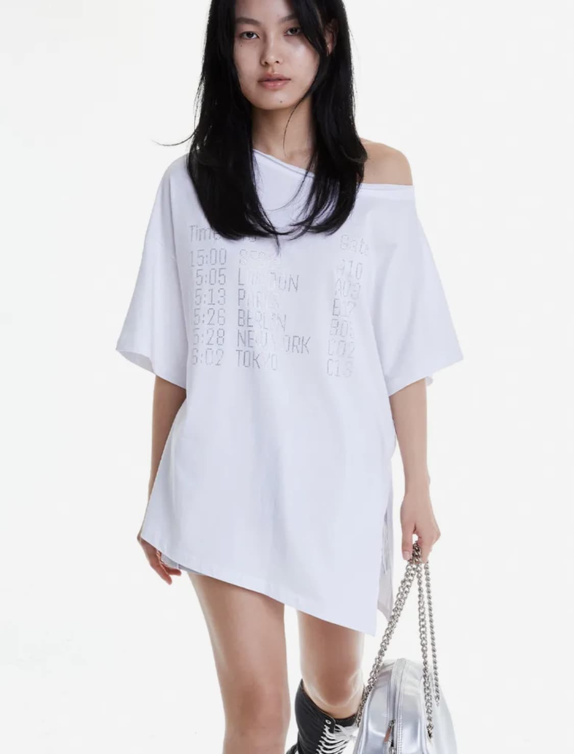 홀페이퍼 디파쳐 큐빅 언발란스 탑 화이트 상품이미지1