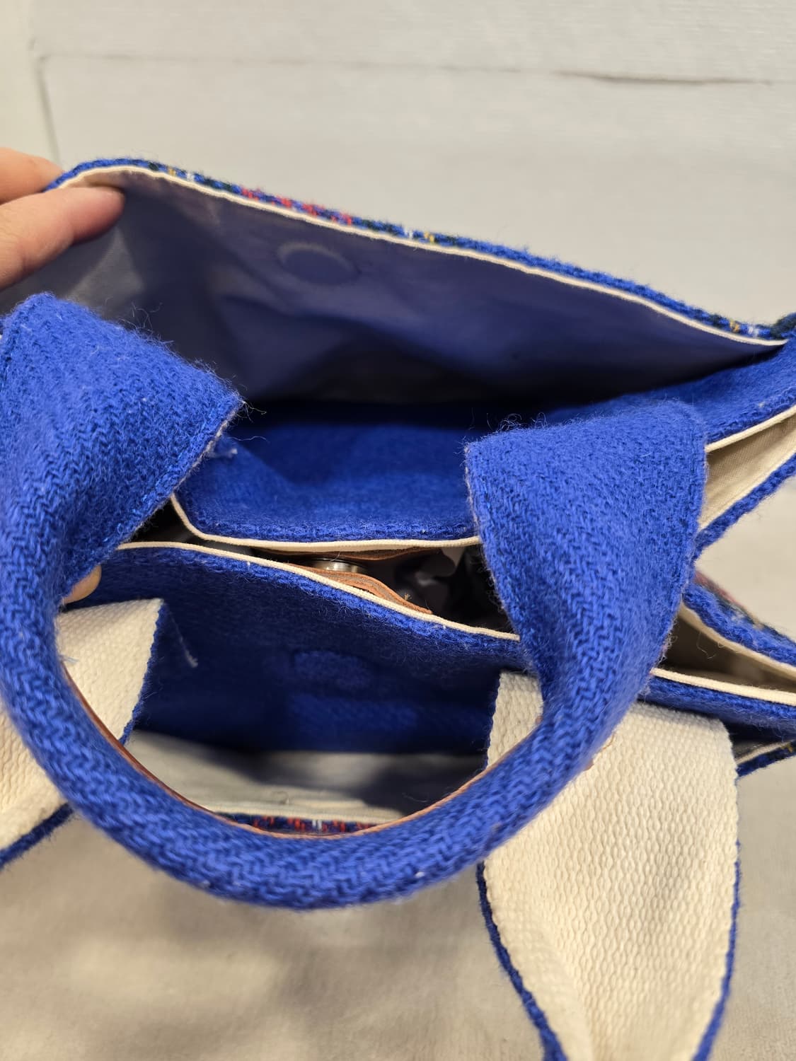 해리스 트위드+오쏘몰 블루 체크 타탄 울 토트백 상품이미지9