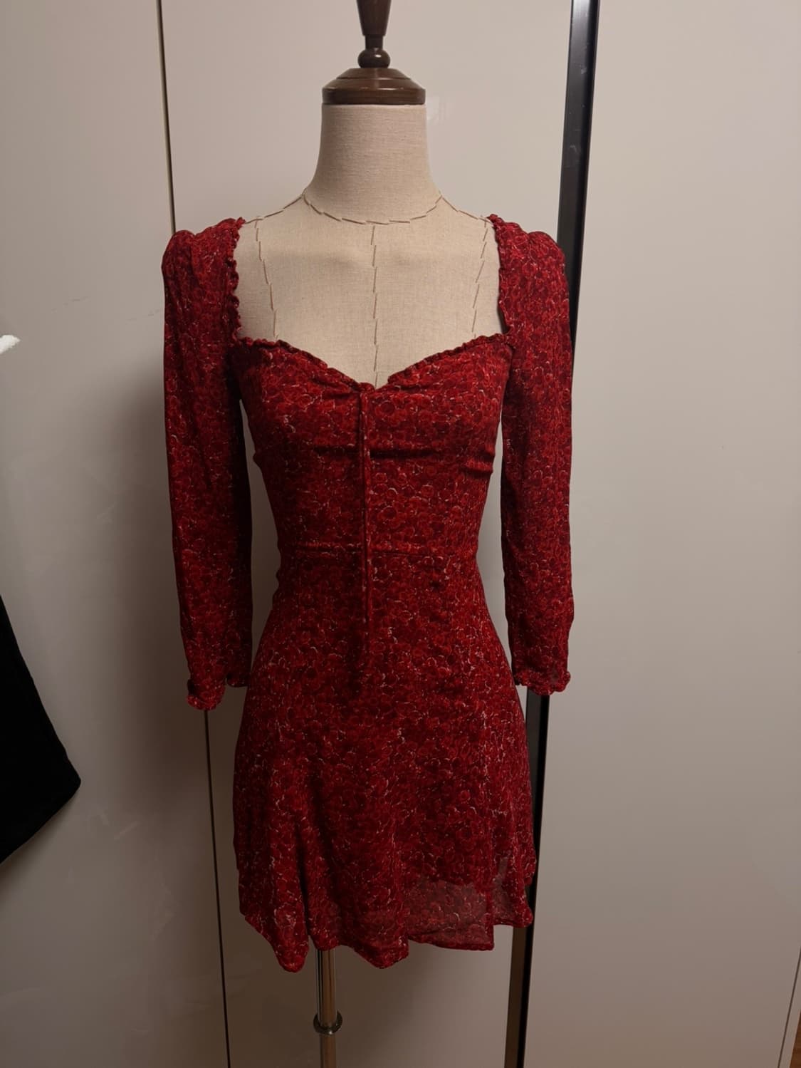 리포메이션 remi 레미 레드 미니 드레스 플로럴 긴팔원피스 상품이미지7