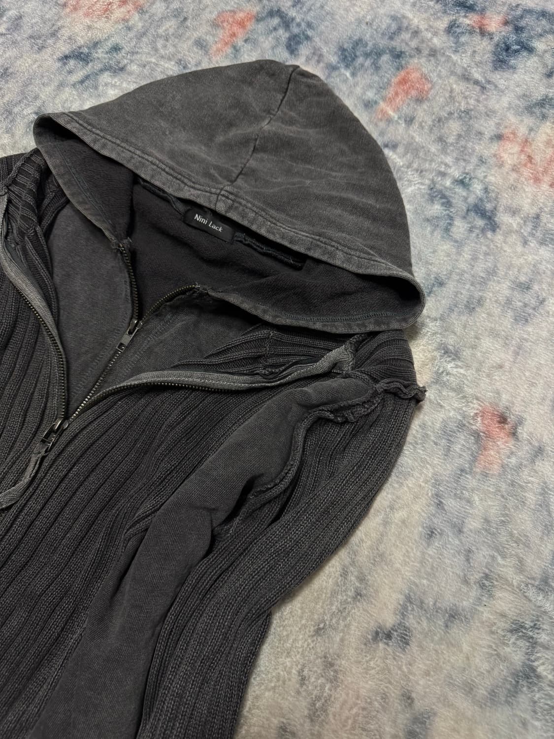 Nini lack layered zipper grunge hoodie 상품이미지4
