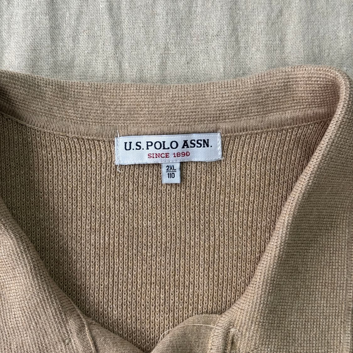 Us폴로 베이지 와플 니트 카라티 XXL 상품이미지4