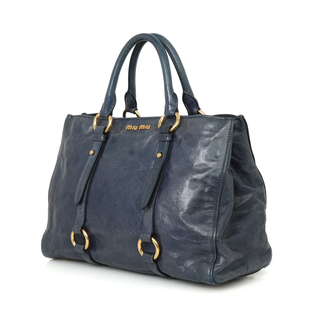 미우미우 비텔로 샤인 토트백 블루 보스턴 RN1037 상품이미지2