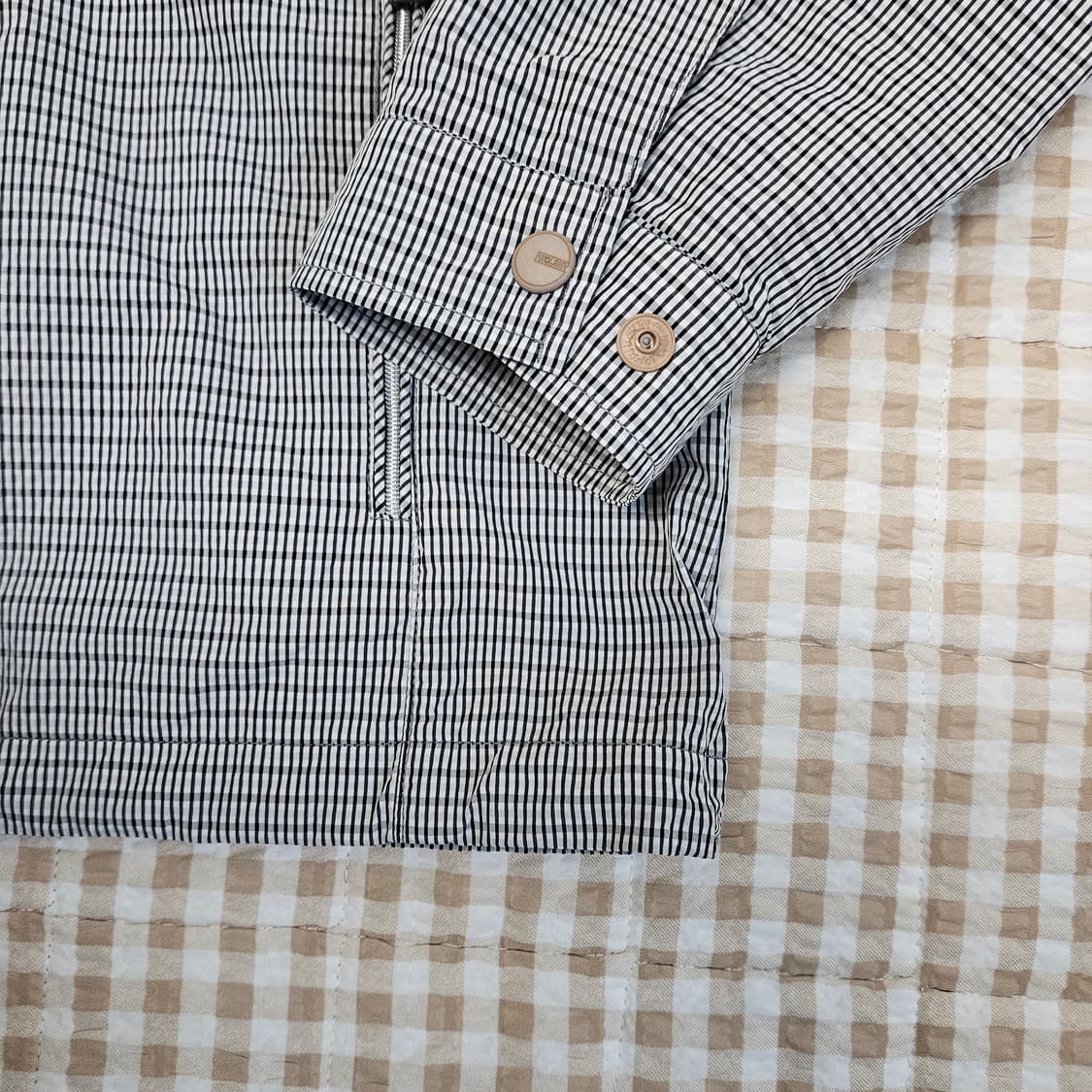 울시 깅엄체크 스윙 얇은 자켓 남자100 상품이미지4