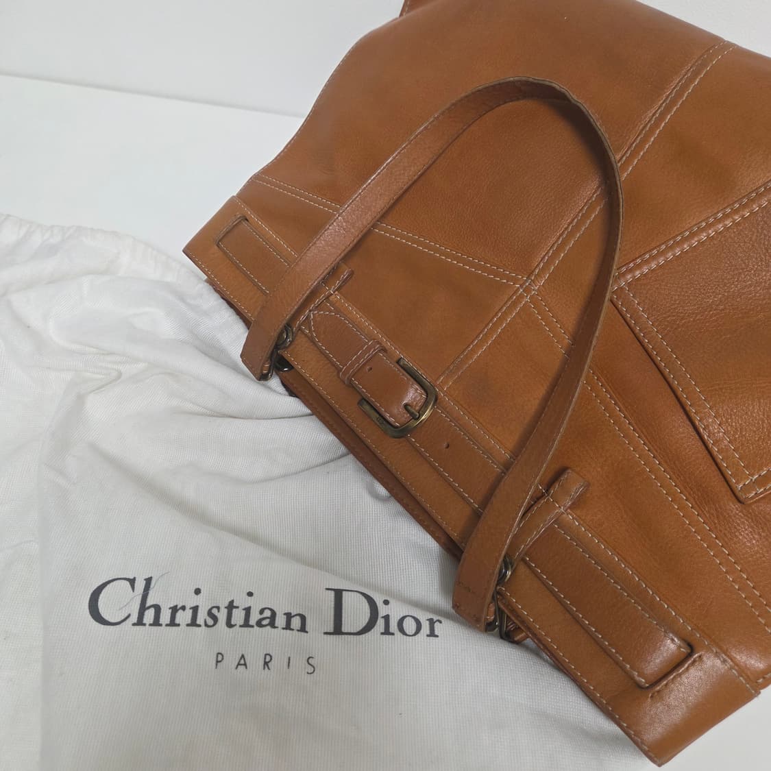 DIOR 크리스챤디올 정품 빈티지 레더 쇼퍼백 숄더백 상품이미지2