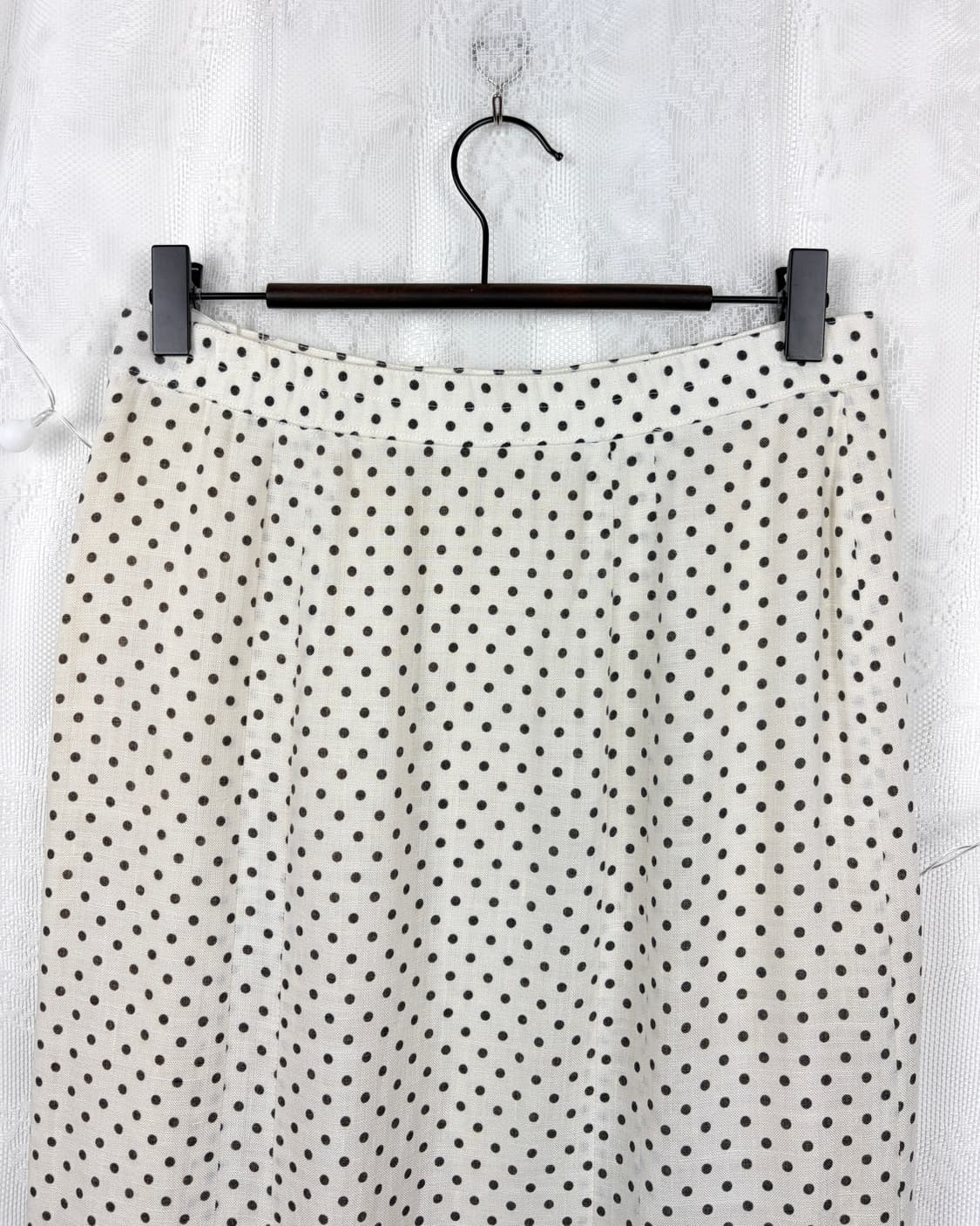 Polka Dot Linen Blend Midi Skirt 상품이미지4