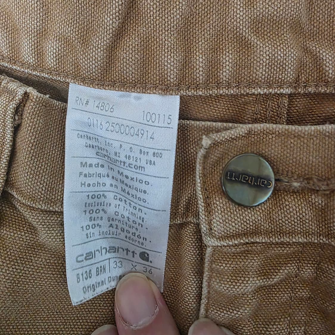 [33X36] 빈티지 칼하트 더블니 B136 BRN 워크팬츠 트래쉬드 상품이미지8