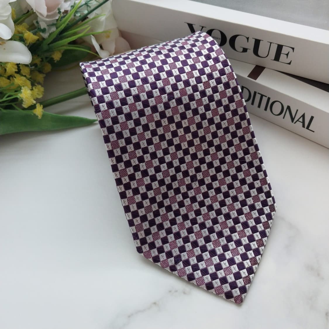 메트로시티 실크 퍼플 체크 자카드 넥타이 8.5cm A+등급 K934
 상품이미지2