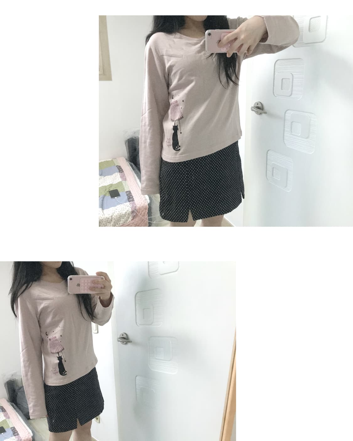 vintage neco v-neck T mori babypink 상품이미지2