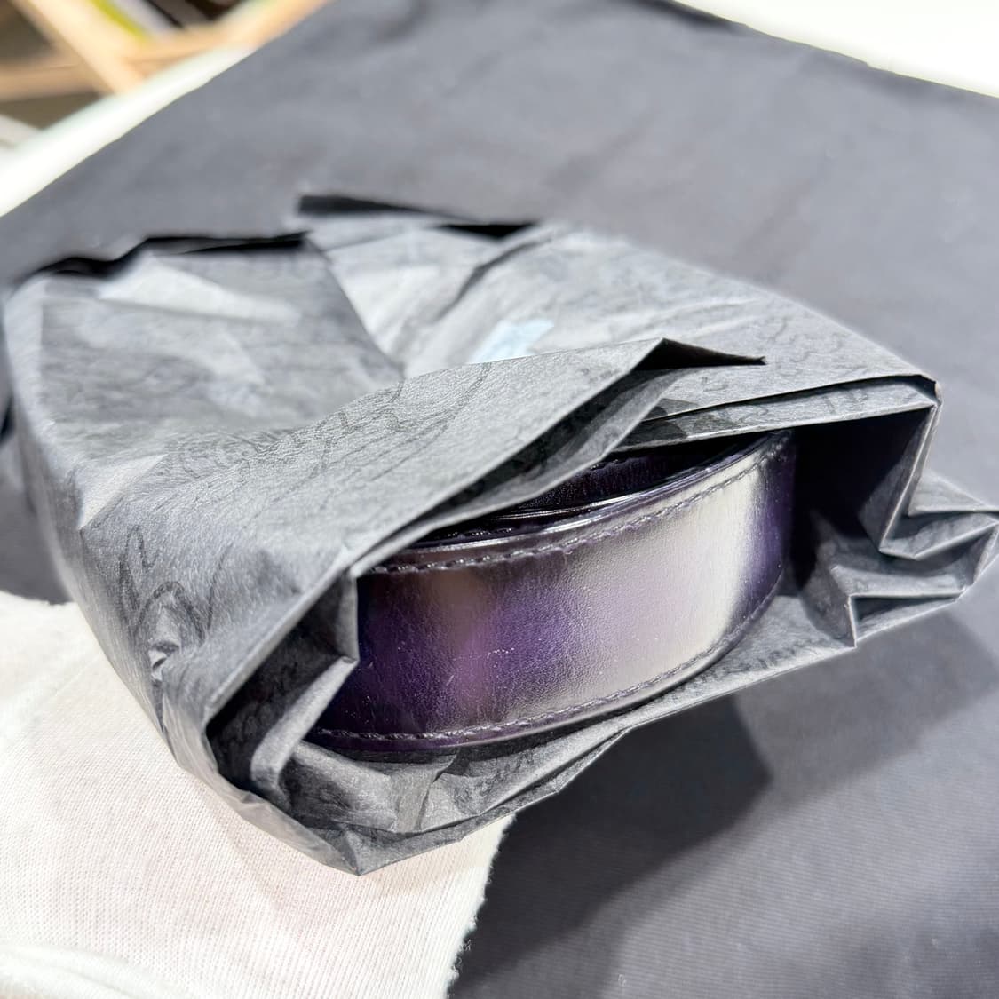 A+ / 벨루티 앙쥬르 미니 스크릿 레더 서류 가방 퍼플 파티나 상품이미지7