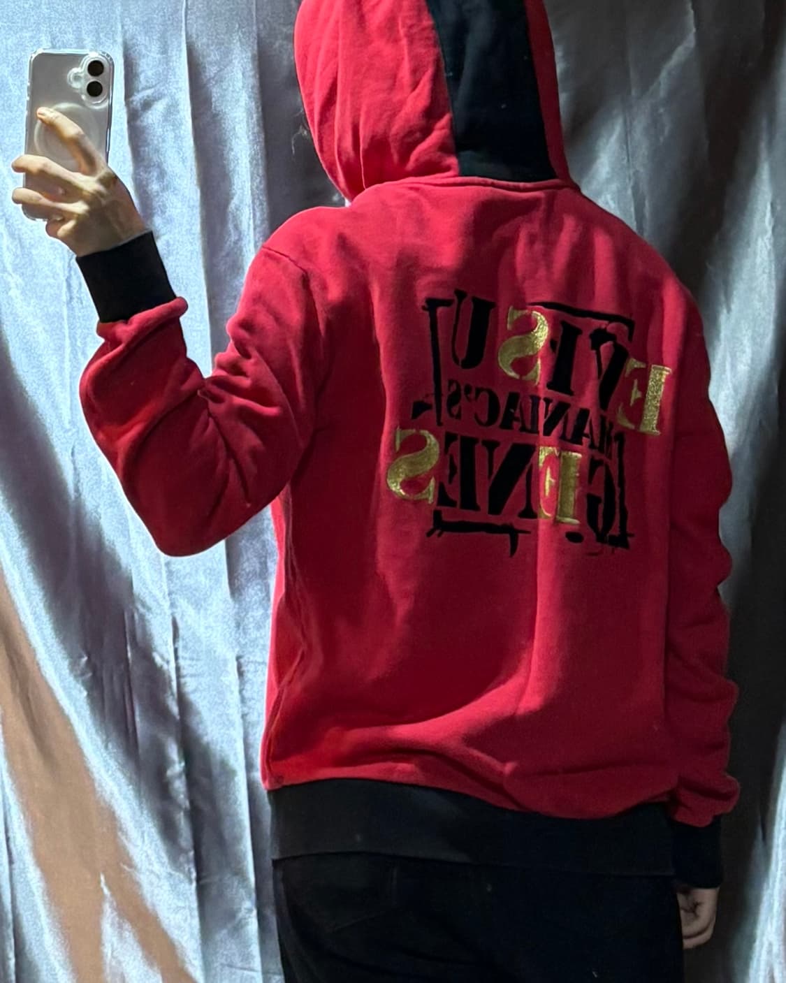 M EVISU 에비수 사선 골드로고 후드티 상품이미지2