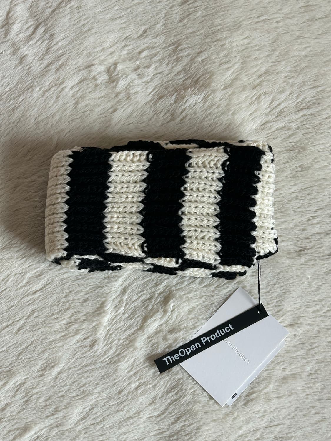 택O) 더오픈프로덕트 스트라이프 포켓 스카프 블랙 아이보리 상품이미지8