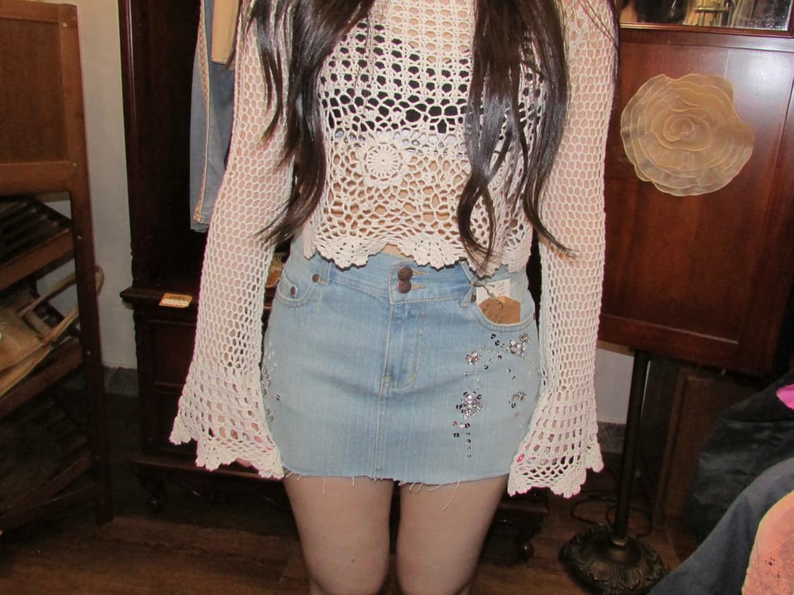 jpn vintage Studded Light Denim skirt 상품이미지1