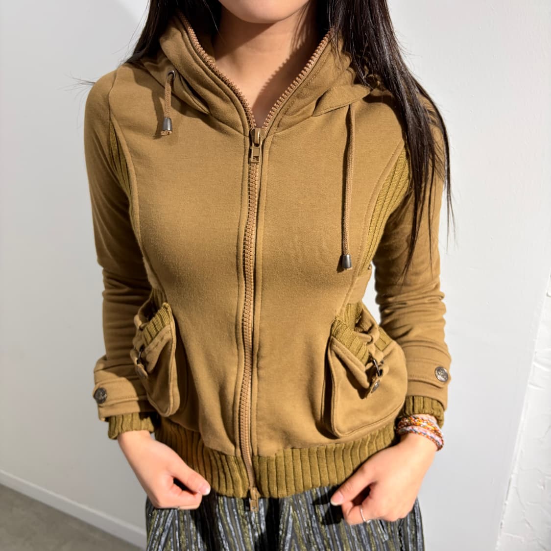 Y2k 브라운 카고 후드집업 상품이미지3