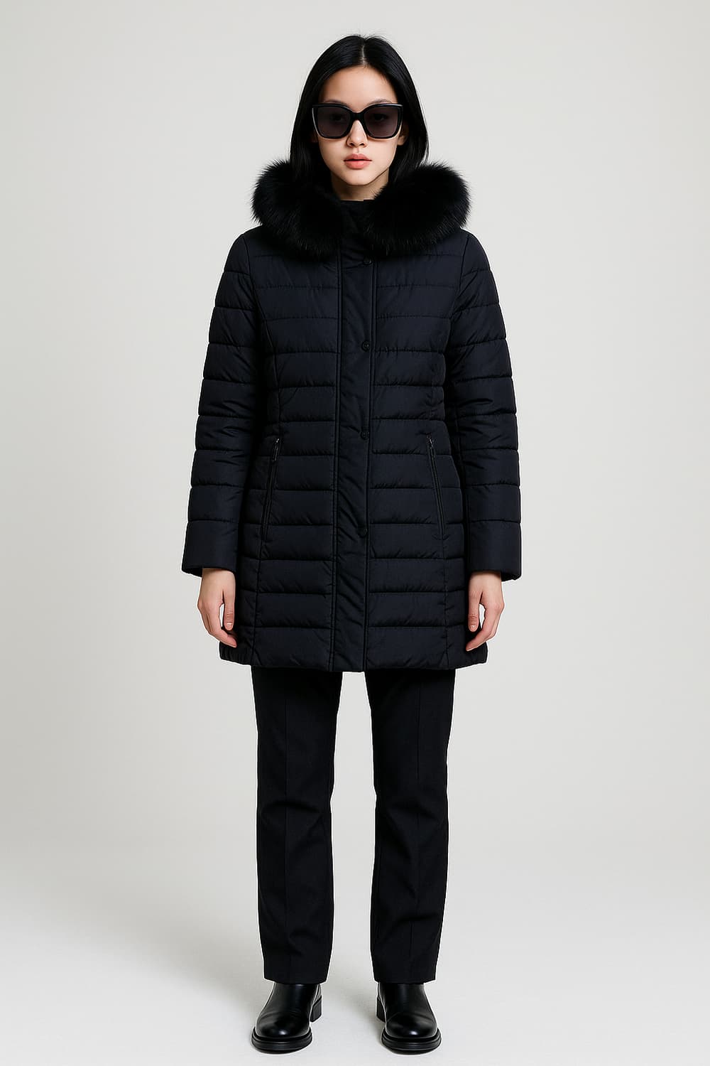 크로커다일. 여자 여우털 다운 패딩_100 상품이미지1