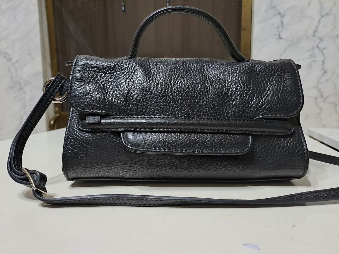 자넬라토 니나 스몰 베이비 블랙 가죽 미니 핸드백(정품) 상품이미지1