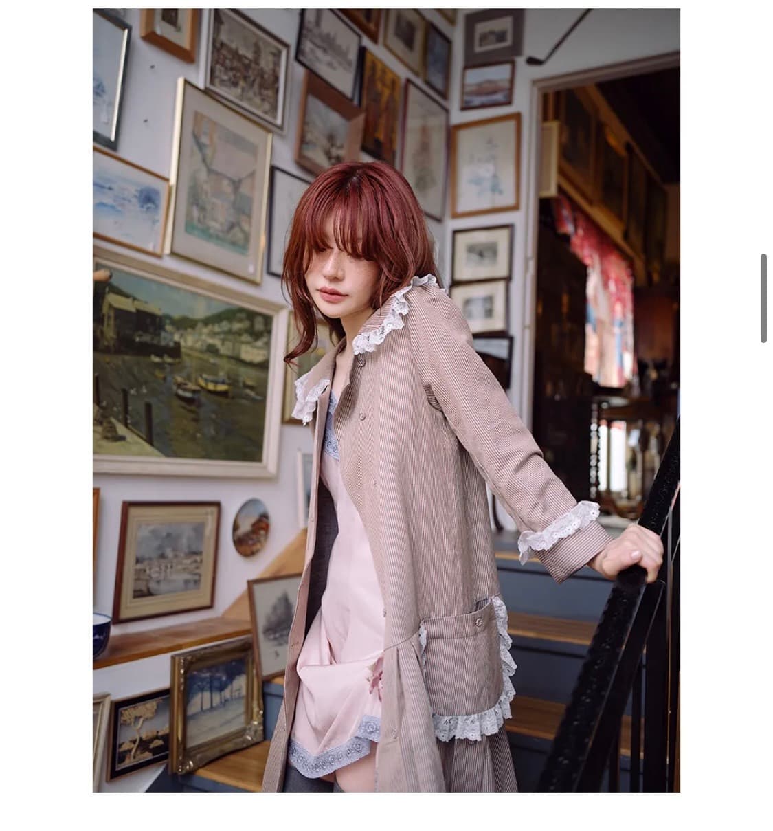 프레클 러플 레이스 트렌치코트 자켓 브라운  상품이미지5