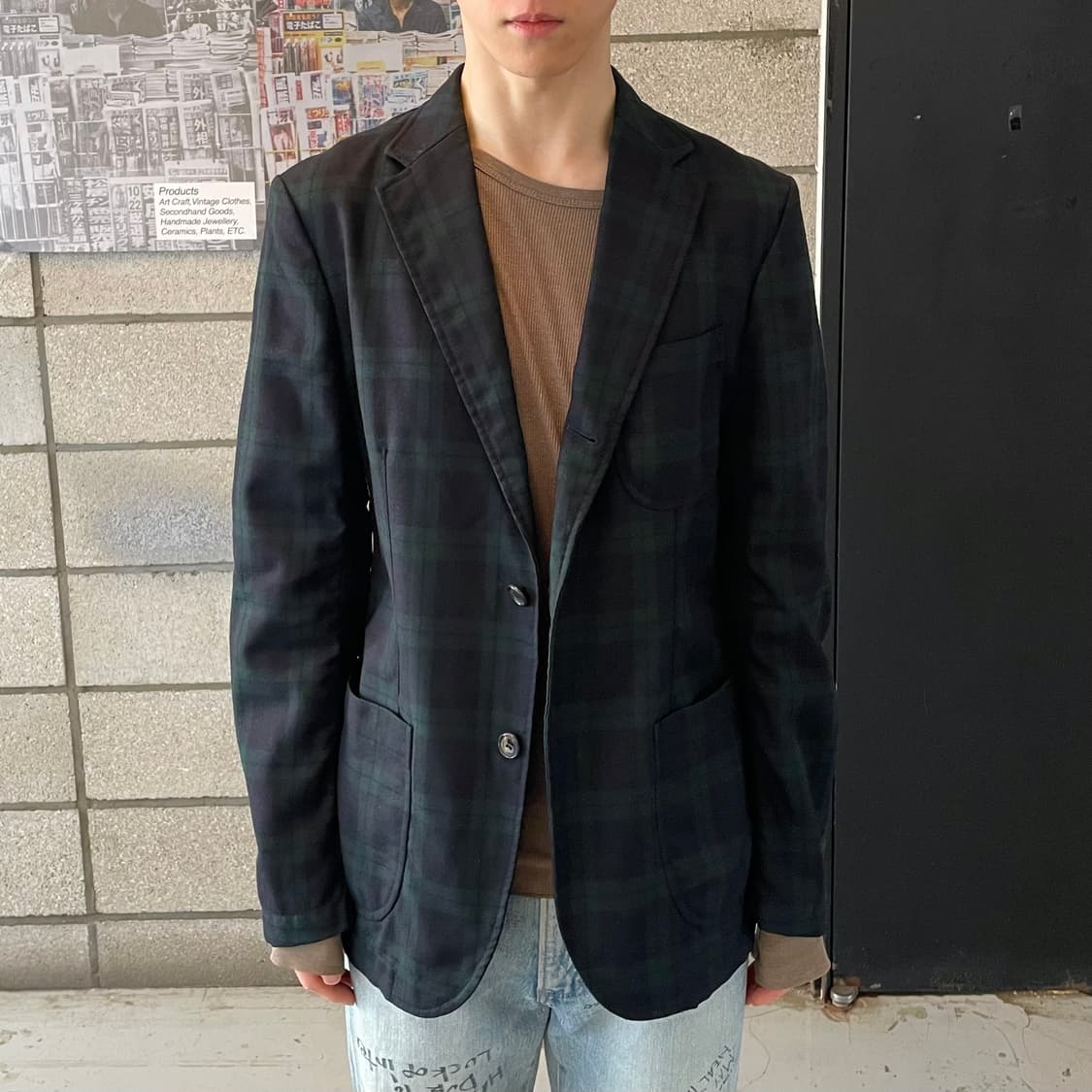 꼼데가르송 옴므 타탄체크 퍼커링 자켓 상품이미지2