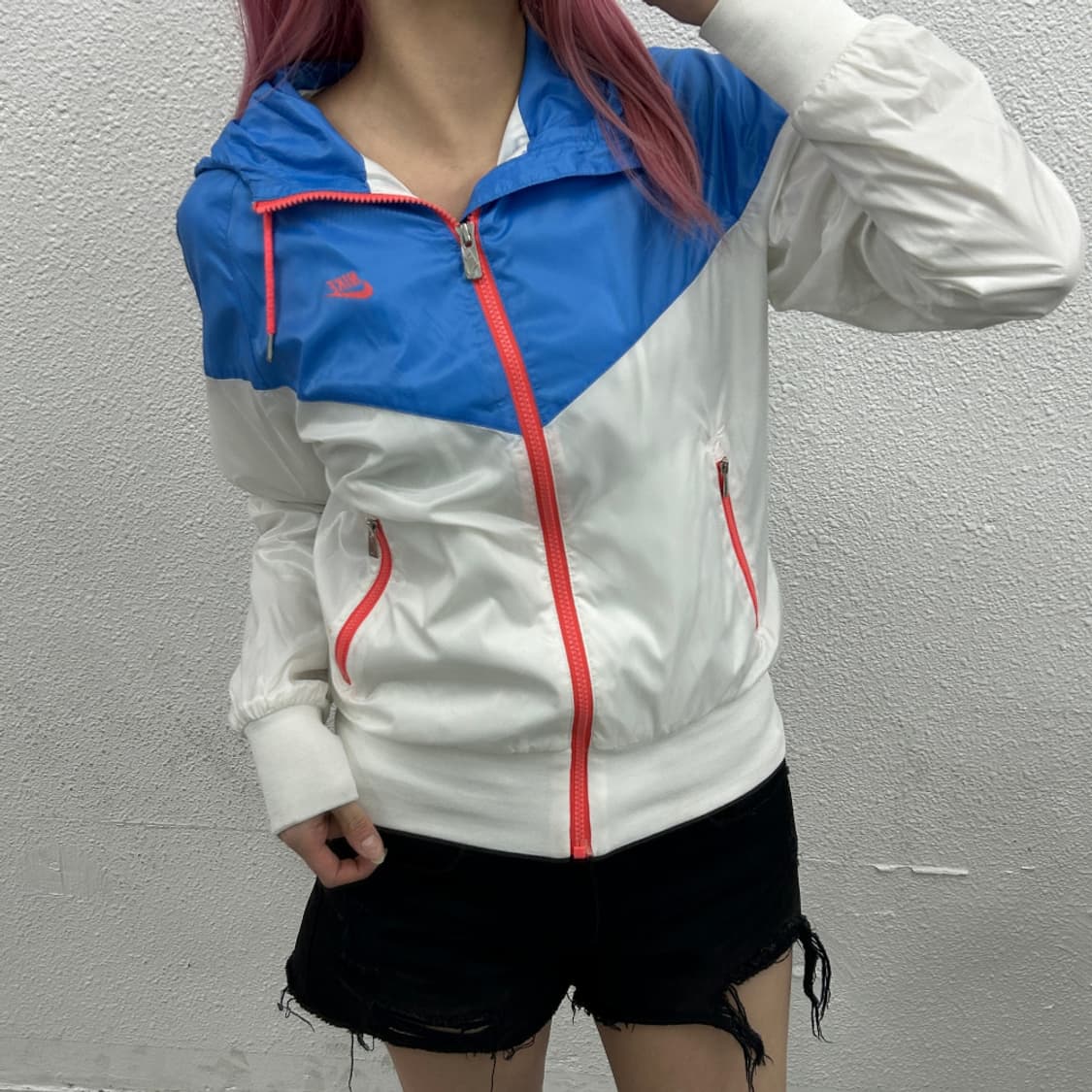 나이키 블루배색 화이트 후드 바람막이 85 상품이미지1