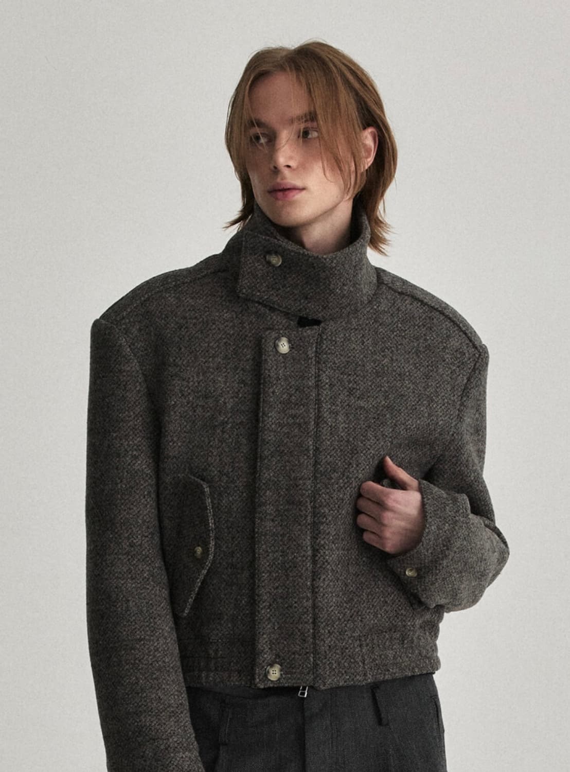 웨이비니스 하이넥 카라 자켓 라이트 그레이 상품이미지1